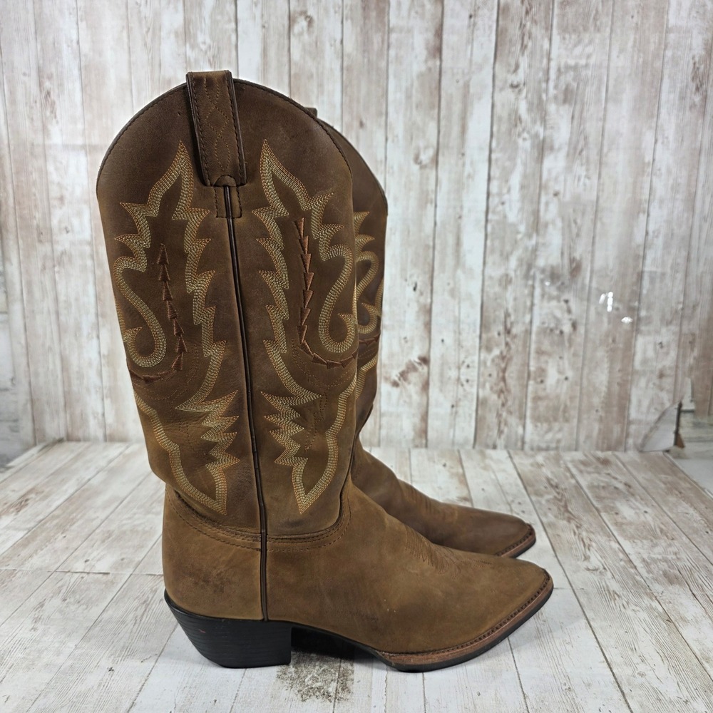 Justin L4956 Womens‎ Brown Leather Pointed Toe Western Boots Size 6.5B